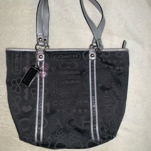 Black and silver Medium sized Coach purse
